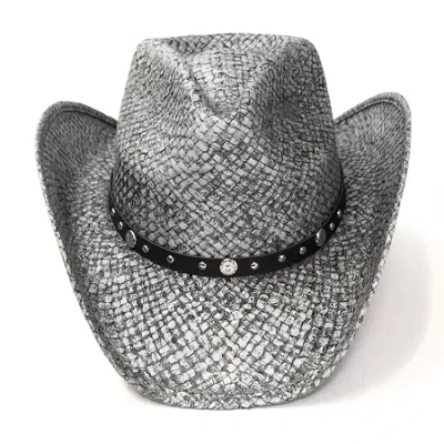 Western Express Gray Straw Pinch Front Mens Cowboy Hat In Metallic