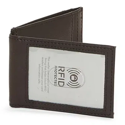 J. Ferrar Mens Magnetic Rfid Blocking Bifold Wallet In Brown