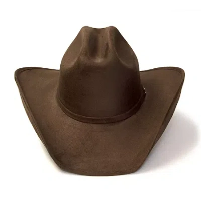 Western Express Brown Suede Finish Cattleman Horse Head Accent Mens Cowboy Hat In Brown