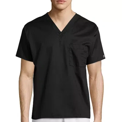Wink Wonderwork Unisex Adult V Neck Short Sleeve Tag Free Scrub Top In Black