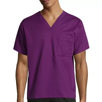 Wink Wonderwork Unisex Adult Big And Tall V Neck Short Sleeve Tag Free Scrub Top In Purple