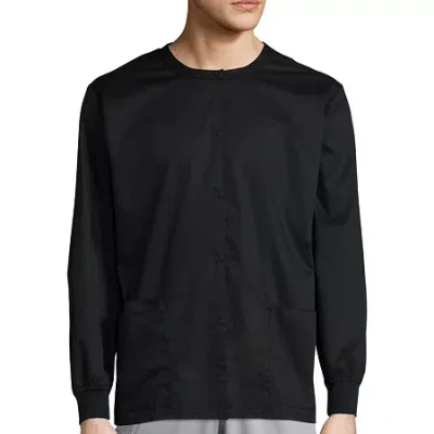 Wink Wonderwork 800 Snap Front Unisex Adult Tag Free Scrub Jackets In Black
