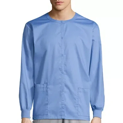 Wink Wonderwork 800 Snap Front Unisex Adult Tag Free Scrub Jackets In Blue