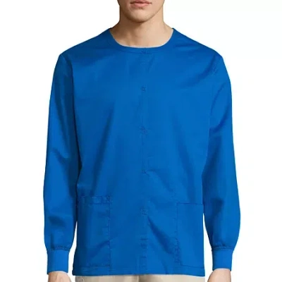 Wink Wonderwork 800 Snap Front Unisex Adult Big And Tall Tag Free Scrub Jackets In Blue