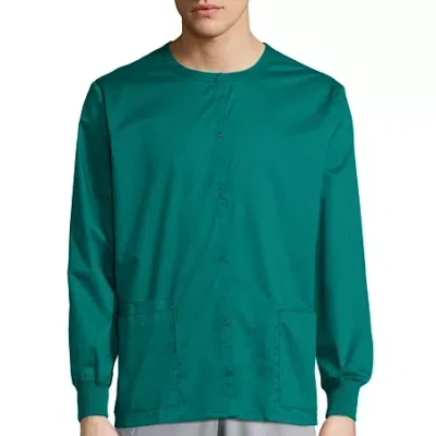 Wink Wonderwork 800 Snap Front Unisex Adult Big And Tall Tag Free Scrub Jackets In Green