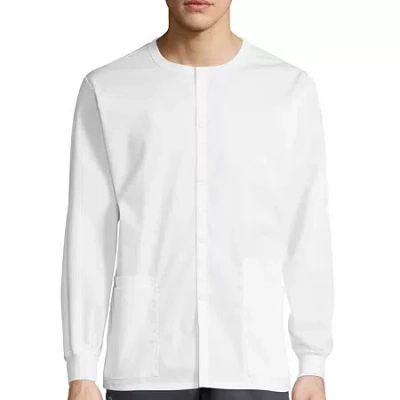 Wink Wonderwork 800 Snap Front Unisex Adult Big And Tall Tag Free Scrub Jackets In White
