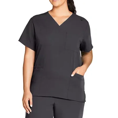 Jockey 2371 Unisex Adult Big V Neck Short Sleeve Stretch Fabric Scrub Top In Black