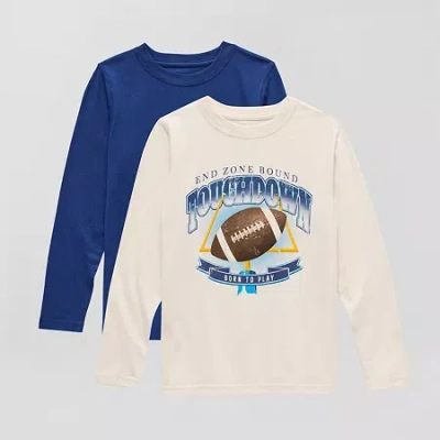 Thereabouts Little & Big Kid Boys Crew Neck Long Sleeve Regular Fit 2-pc. Graphic T-shirt In Sand