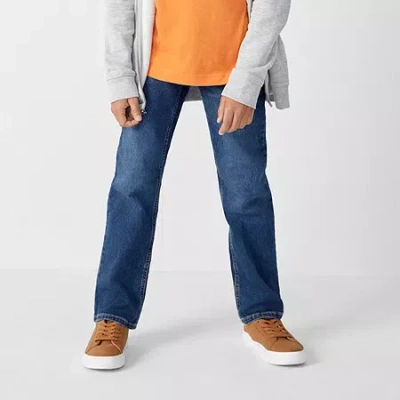 Thereabouts Little & Big Kid Boys Adjustable Waist Stretch Fabric Straight Leg Jean In Blue