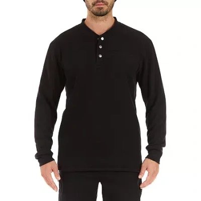 Smiths Workwear Sherpa Bonded Mens Long Sleeve Regular Fit Henley Shirt In Black