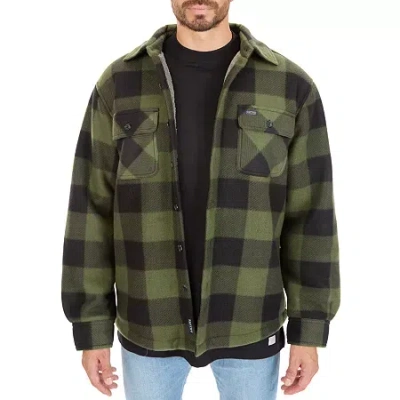 Smiths Workwear Sherpa Mens Fleece Shirt Jacket In Green