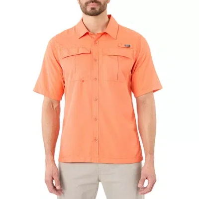 Smiths Workwear Performance Fishing Mens Short Sleeve Regular Fit Button-down Shirt In Orange