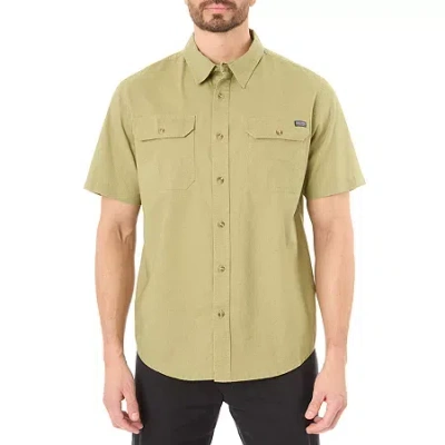Smiths Workwear Sandwashed Mens Short Sleeve Regular Fit Button-down Shirt In Green