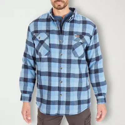 Smiths Workwear Sherpa Flannel Mens Midweight Big And Tall Shirt Jacket In Blue