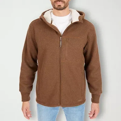 Smiths Workwear Sherpa Lined Heathered Mens Hooded Midweight Big And Tall Shirt Jacket In Brown