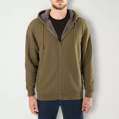 Smiths Workwear Sherpa Thermal Knit Mens Hooded Midweight Big And Tall Bomber Jacket In Green