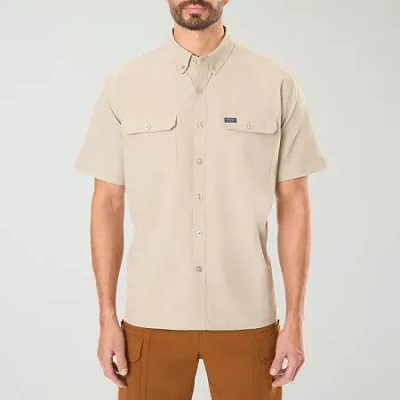 Smiths Workwear Quick Dry Performance Mens Short Sleeve Regular Fit Button-down Shirt In Brown