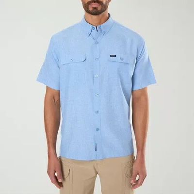 Smiths Workwear Breezy Performance Mens Short Sleeve Regular Fit Big And Tall Button-down Shirt In Blue