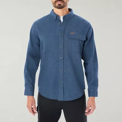 Smiths Workwear Heavyweight Chamois Flannel Mens Long Sleeve Regular Fit Flannel Shirt In Blue
