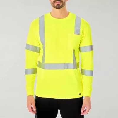 Smiths Workwear Reflective Safety Mens Crew Neck Long Sleeve T-shirt In Yellow