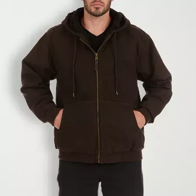 Smiths Workwear Mens Hooded Midweight Bomber Jacket In Brown