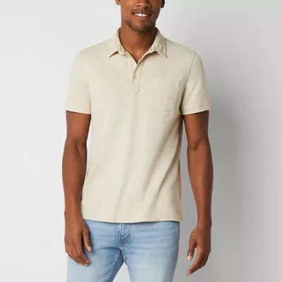 Mutual Weave Mens Regular Fit Short Sleeve Pocket Polo Shirt In Neutral
