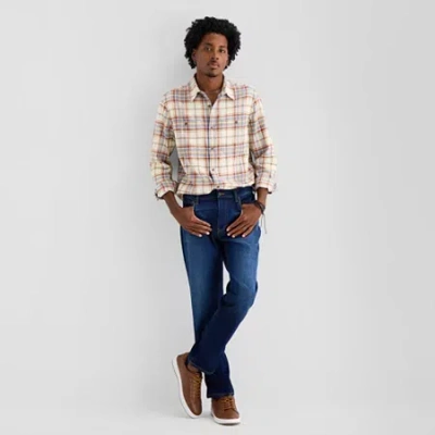 Mutual Weave Mens Long Sleeve Regular Fit Flannel Shirt In Brown