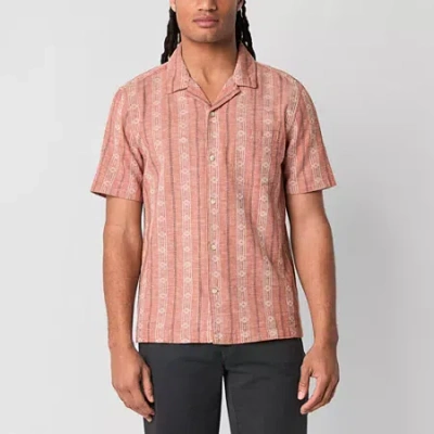 Mutual Weave Mens Short Sleeve Camp Shirt In Pink