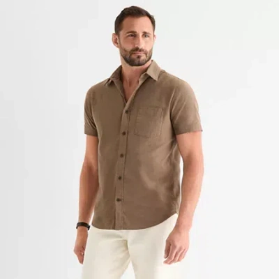Mutual Weave Mens Short Sleeve Regular Fit Stretch Fabric Button-down Shirt In Multi