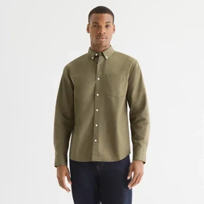 Mutual Weave Mens Long Sleeve Relaxed Oxford Button-down Shirt In Animal Print