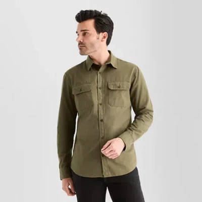 Mutual Weave Mens Long Sleeve Regular Fit Button-down Shirt In Green