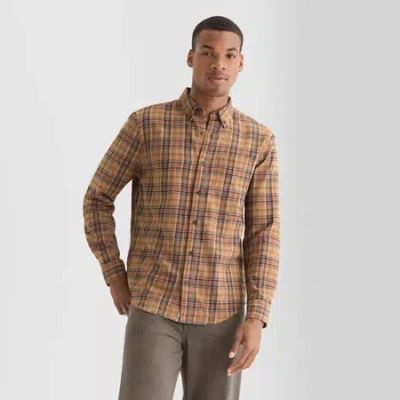 Mutual Weave Mens Long Sleeve Lightweight Flannel Shirt In Brown