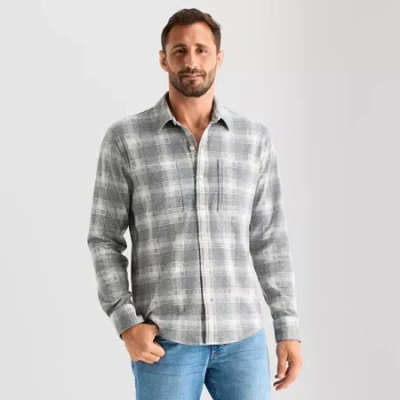 Mutual Weave Cozy Knit Mens Long Sleeve Button-down Shirt In Gray