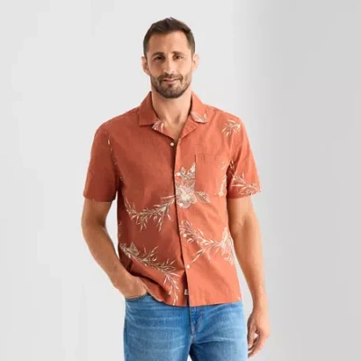 Mutual Weave Mens Short Sleeve Camp Shirt In Brown