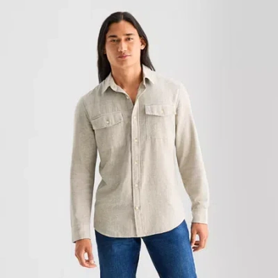 Mutual Weave Mens Long Sleeve Classic Fit Button-down Shirt In Neutral