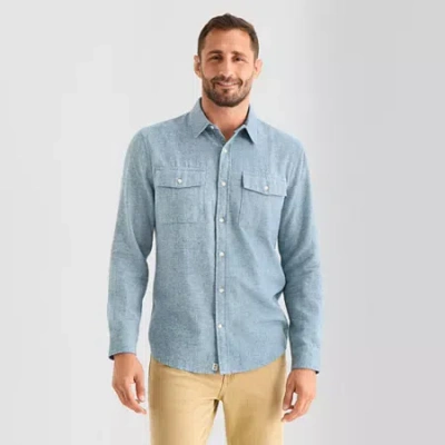 Mutual Weave Mens Long Sleeve Classic Fit Button-down Shirt In Blue