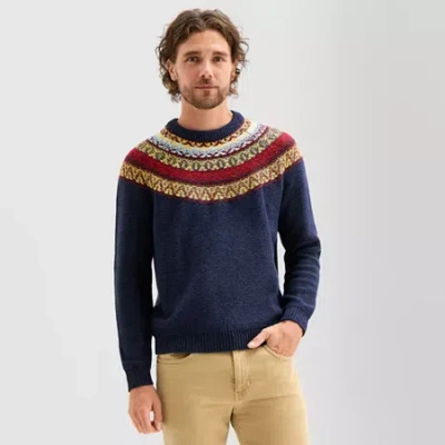 Mutual Weave Mens Crew Neck Long Sleeve Pullover Sweater In Blue