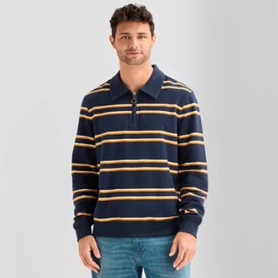 Mutual Weave Mens Long Sleeve Quarter-zip Pullover In Multi