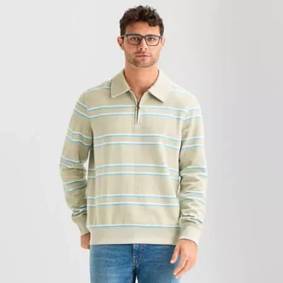 Mutual Weave Mens Long Sleeve Quarter-zip Pullover In Multi