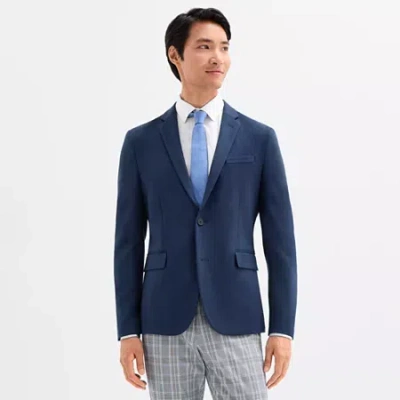 J. Ferrar Mens Knit Stretch Fabric Slim Fit Sport Coat In Blue