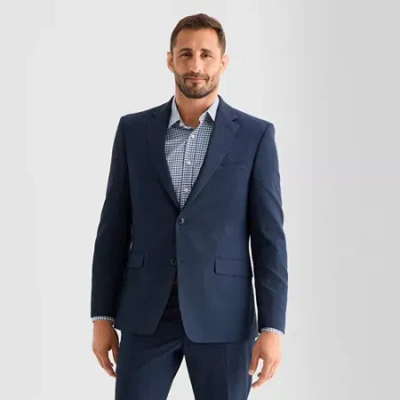 Van Heusen Birdseye Mens Stretch Fabric Modern Fit Suit Jacket In Blue