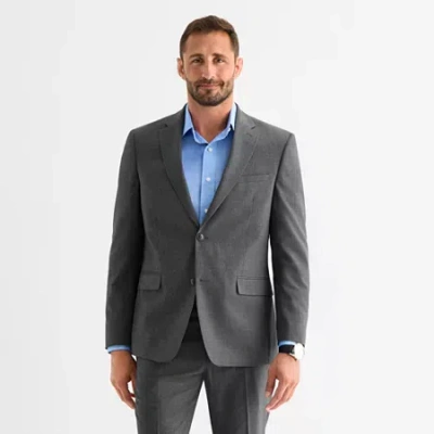 Van Heusen Birdseye Mens Stretch Fabric Modern Fit Suit Jacket In Gray