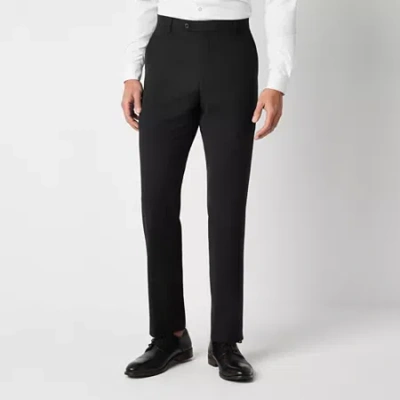 Collection By Michael Strahan Mens Windowpane Modern Fit Flat Front Suit Pant In Black
