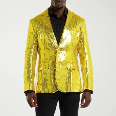 Suitmeister Sequins Mens Slim Fit Blazer In Yellow