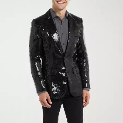 Suitmeister Sequins Mens Slim Fit Blazer In Black