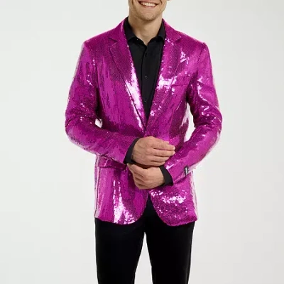 Suitmeister Sequins Mens Slim Fit Blazer In Pink