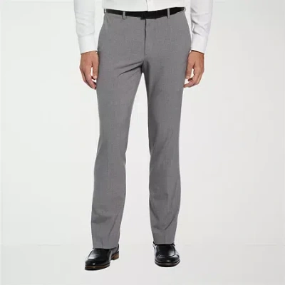 Savane Comfort Waist Mens Slim Fit Dress Flat Front Pant In Gray