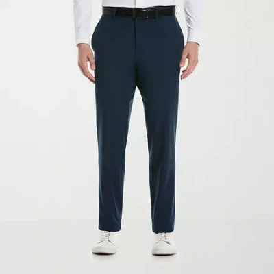 Savane Techworks Performance Mens Straight Fit Dress Flat Front Pant In Blue