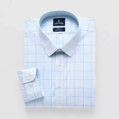 Stafford Smart Tech Mens Big & Tall Regular Fit Stretch Fabric Wrinkle Free Long Sleeve Dress Shirt In Blue