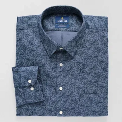 Stafford Advanced Performance Sweat Repel Mens Classic Fit Long Sleeve Dress Shirt In Blue